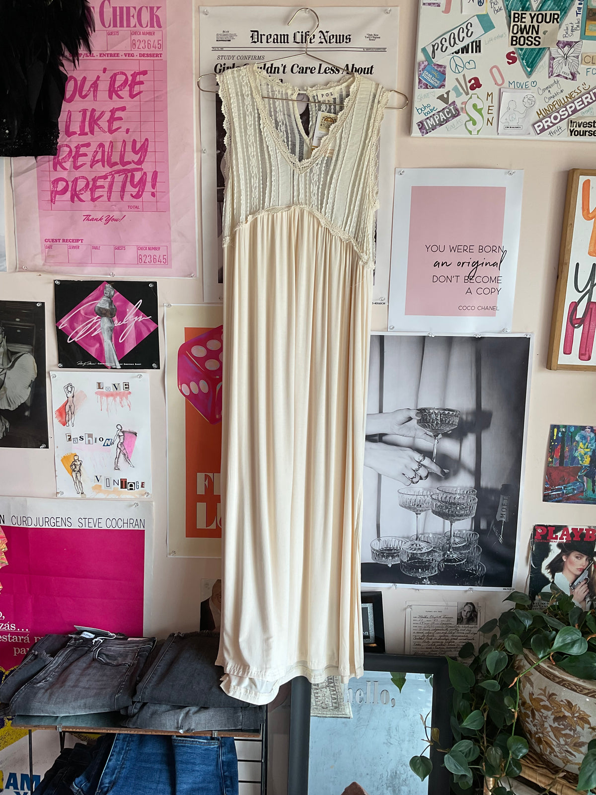 Long cream dress