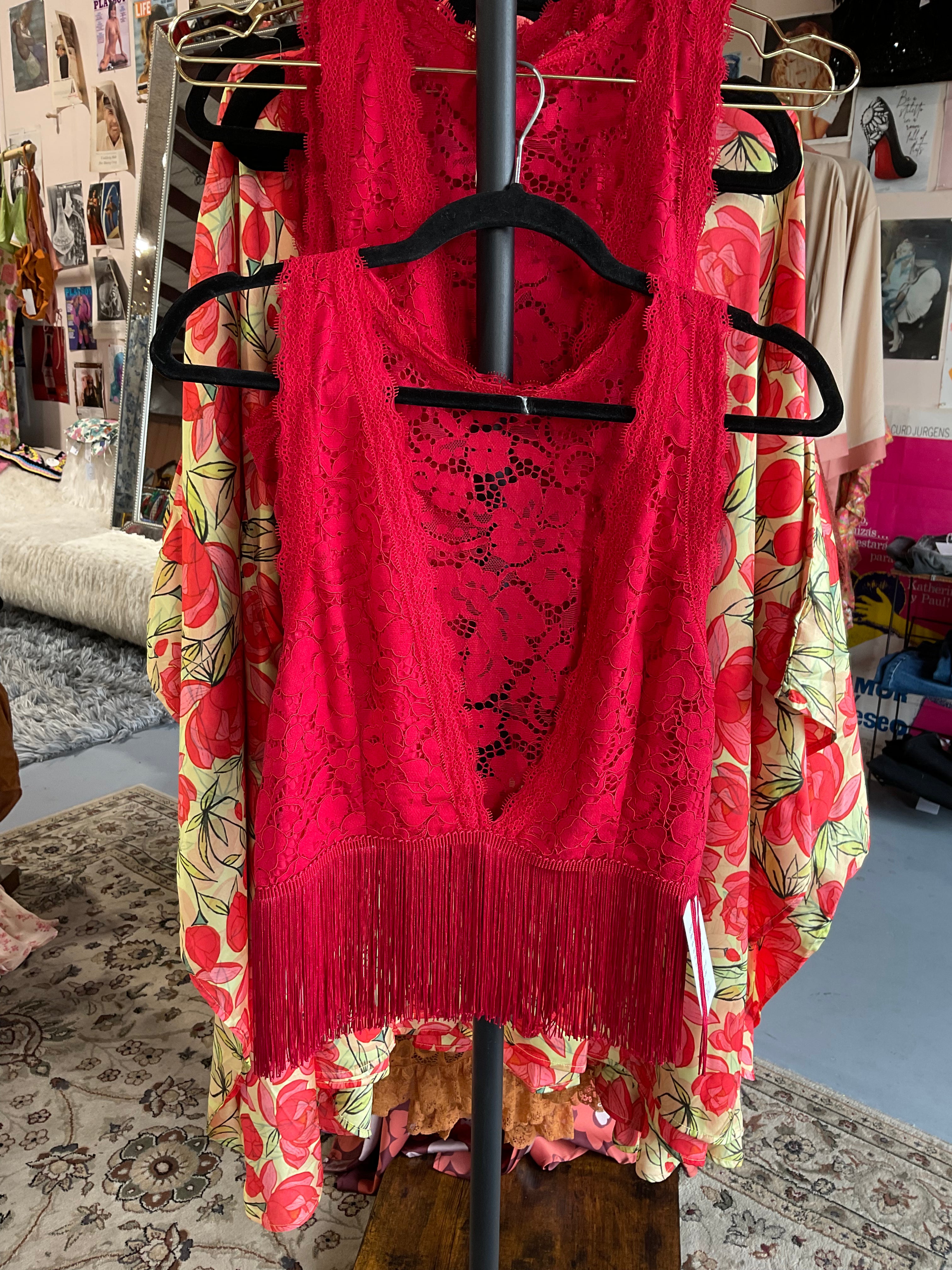 Red fringe vest