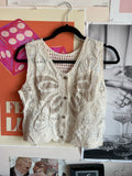 Boho button lace tank