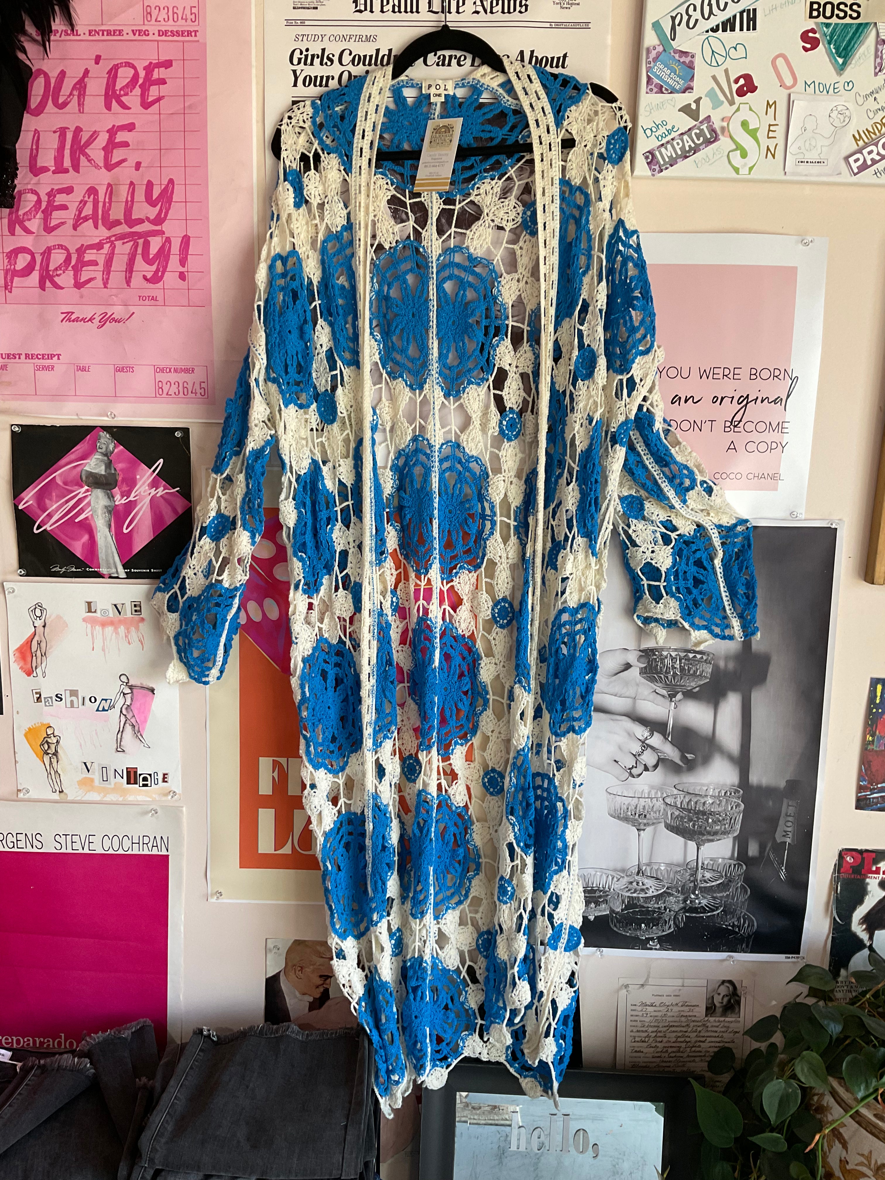 Blue crochet cardigan