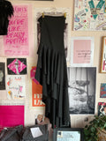Strapless black midi dress