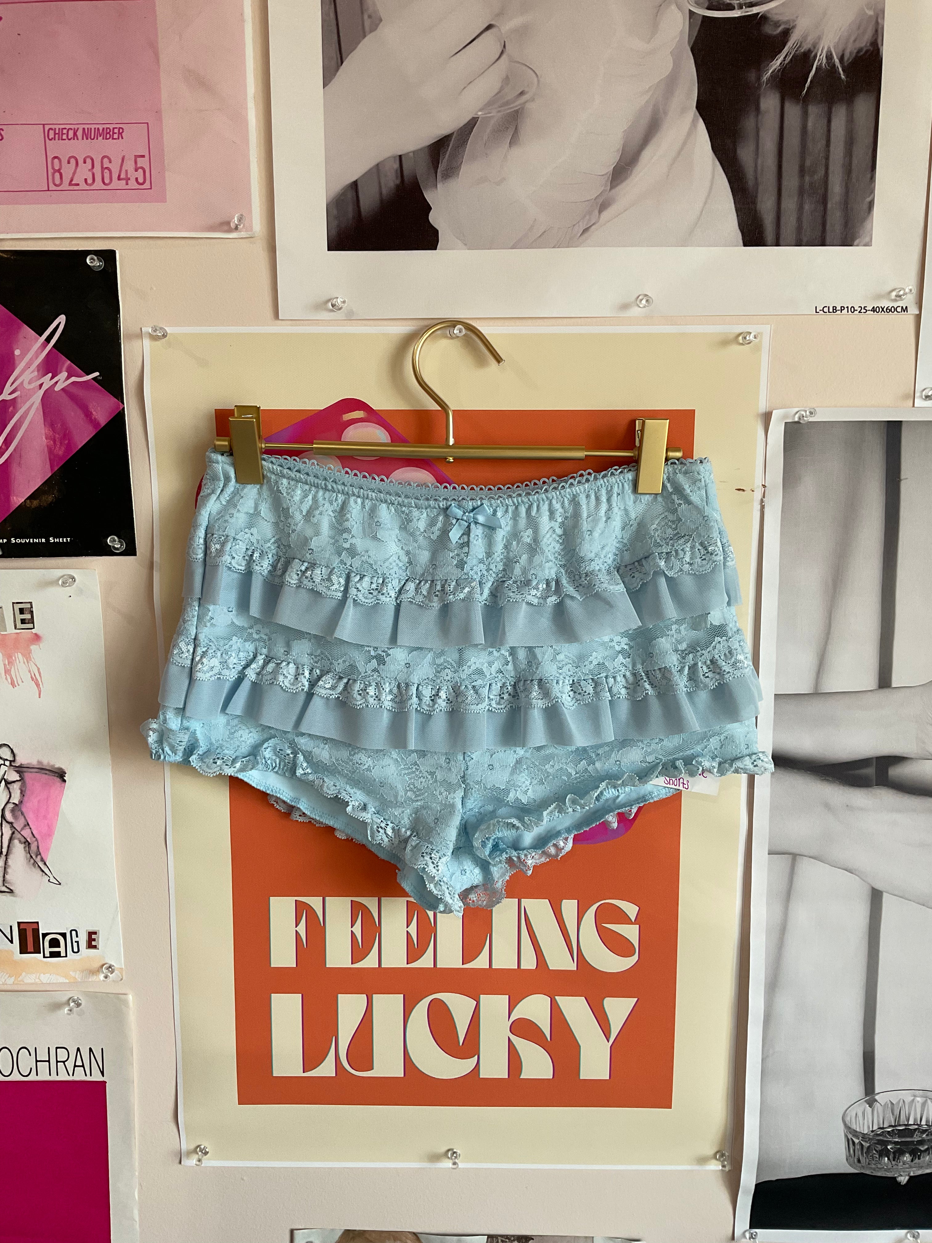 Y2K blue layered lace bloomers