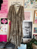Leopard print dress with hi-low hem