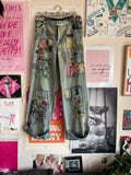 Light wash patchwork jeans